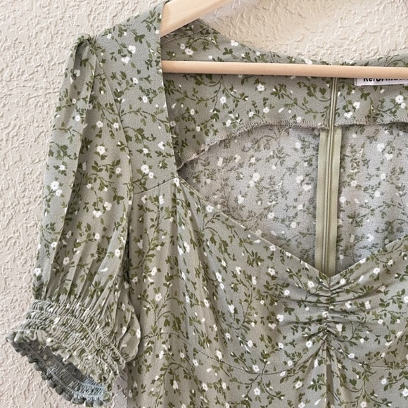 Reformation Lacey Sun Dress Floral Midi Feminine Coquette Cottagecore Green 10 - Picture 9 of 16